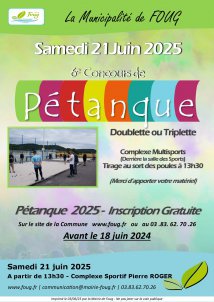 Inscriptions - Tournoi de Pétanque 21 juin 2025