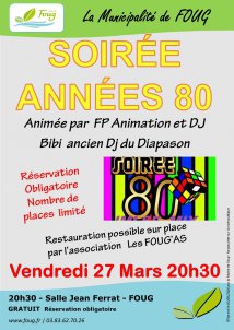 Soirée Années 80 du 27 mars 2026